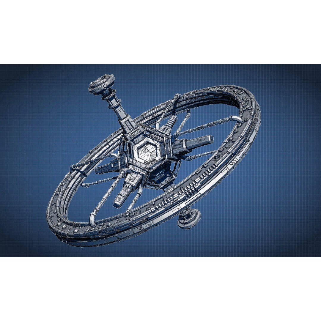 Spaceship 3D Model – Sci-Fi Space Equipment, Game Ready, FBX - View 2