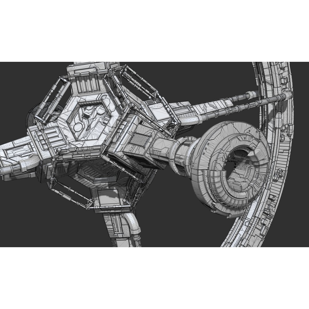 Spaceship 3D Model – Sci-Fi Space Equipment, Game Ready, FBX - View 20
