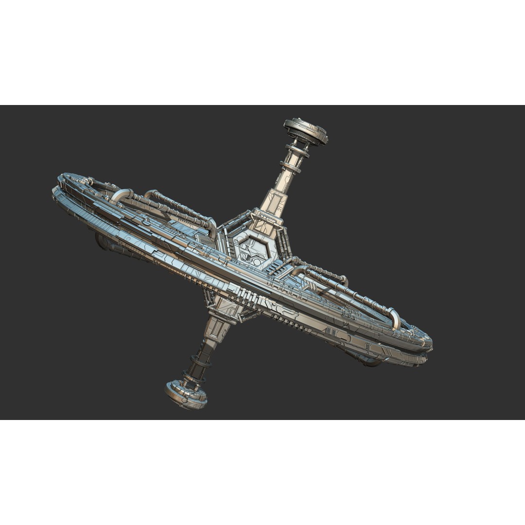 Spaceship 3D Model – Sci-Fi Space Equipment, Game Ready, FBX - View 6