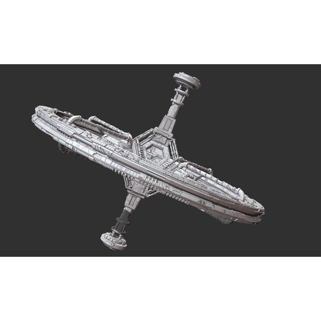 Spaceship 3D Model – Sci-Fi Space Equipment, Game Ready, FBX - View 7