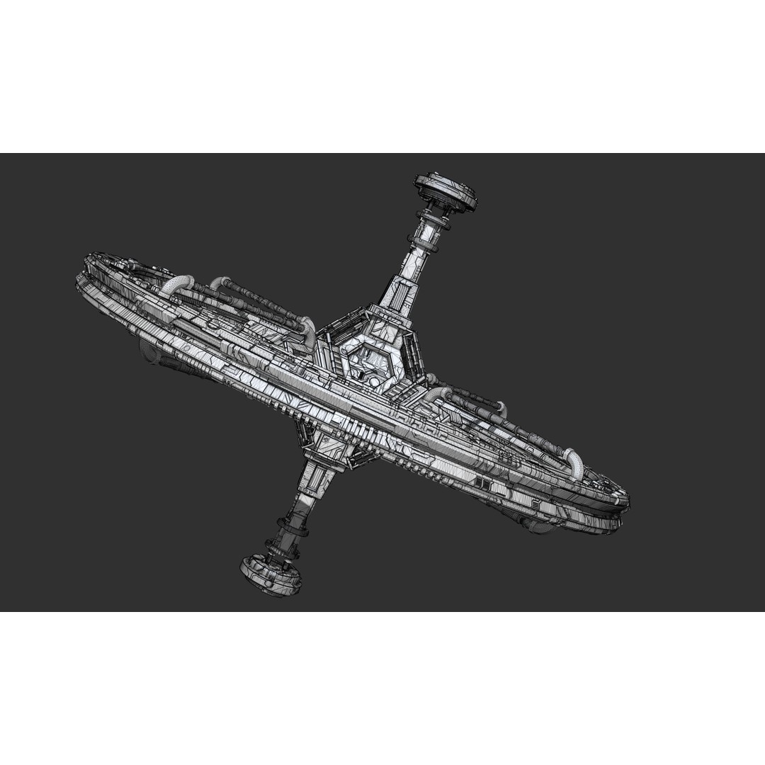 Spaceship 3D Model – Sci-Fi Space Equipment, Game Ready, FBX - View 8
