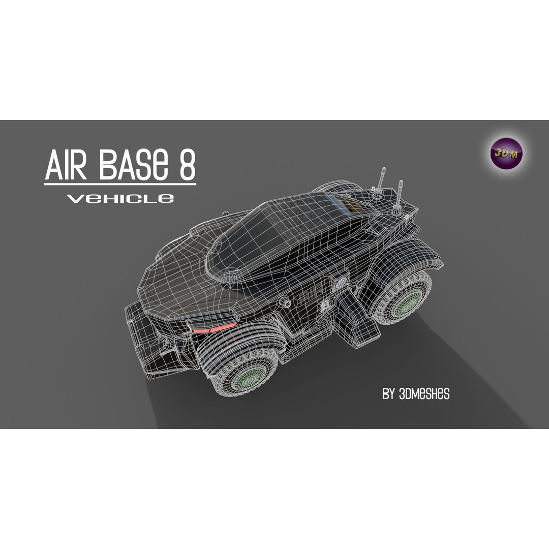 Air Base 8 Car 3D Model – Low Poly PBR Vehicle, FBX Format