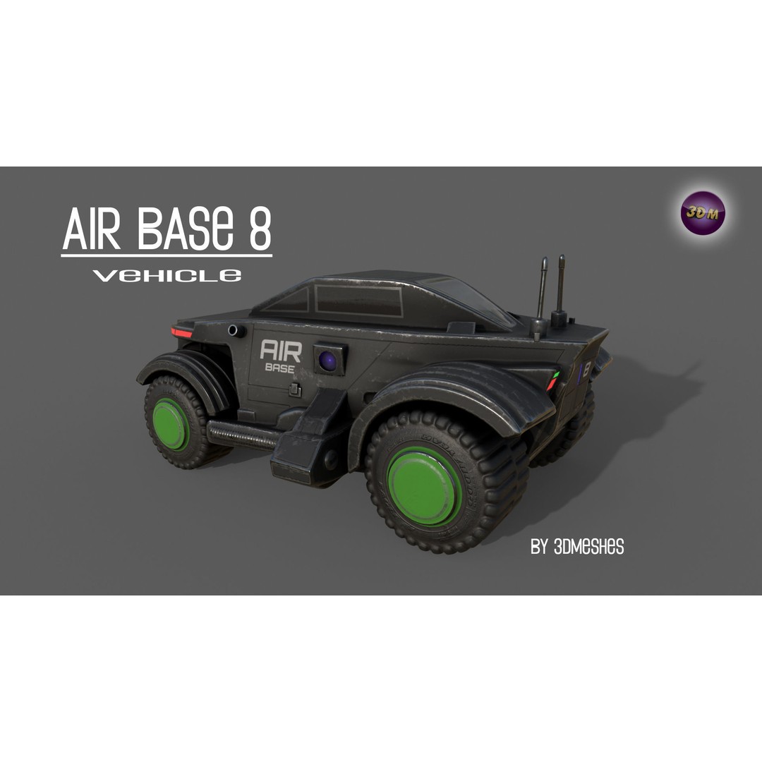 Air Base 8 Car 3D Model – Low Poly PBR Vehicle, FBX Format - View 10