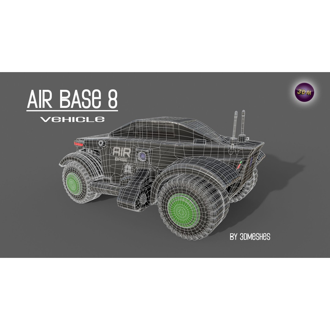 Air Base 8 Car 3D Model – Low Poly PBR Vehicle, FBX Format - View 11