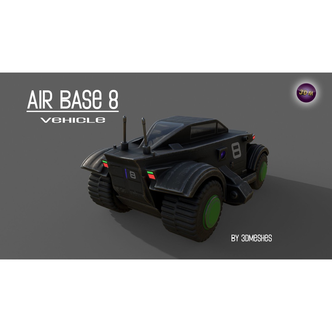 Air Base 8 Car 3D Model – Low Poly PBR Vehicle, FBX Format - View 12