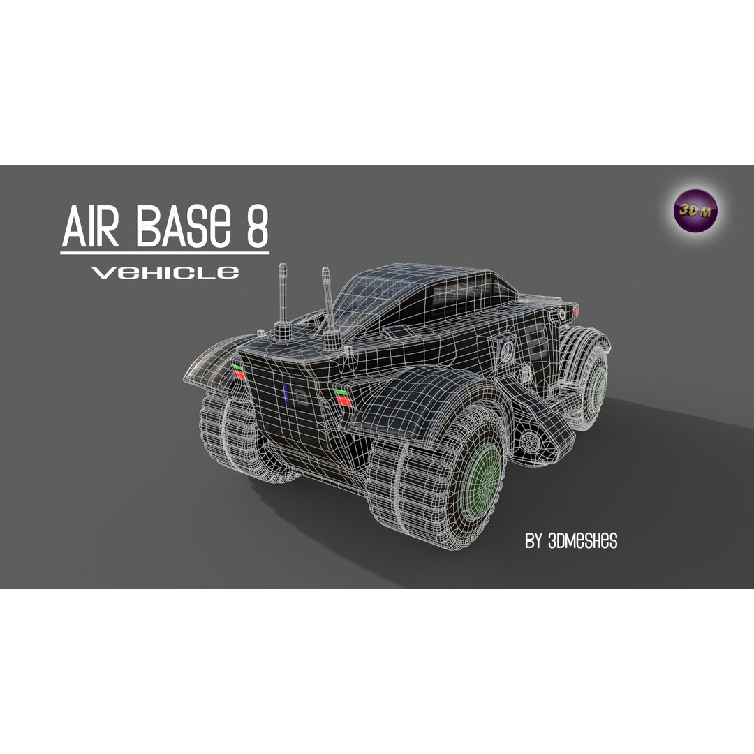 Air Base 8 Car 3D Model – Low Poly PBR Vehicle, FBX Format - View 13