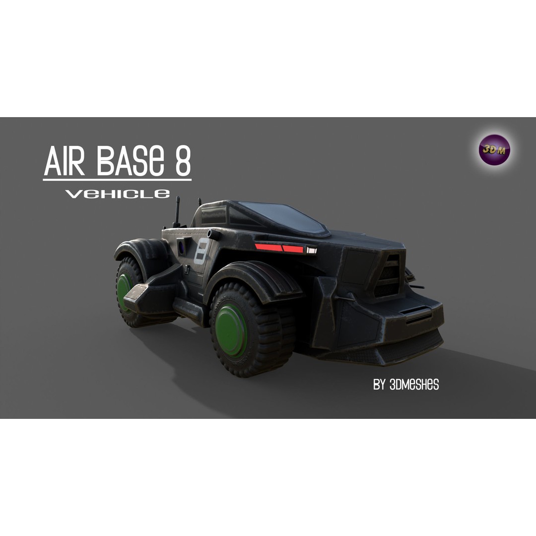 Air Base 8 Car 3D Model – Low Poly PBR Vehicle, FBX Format - View 14