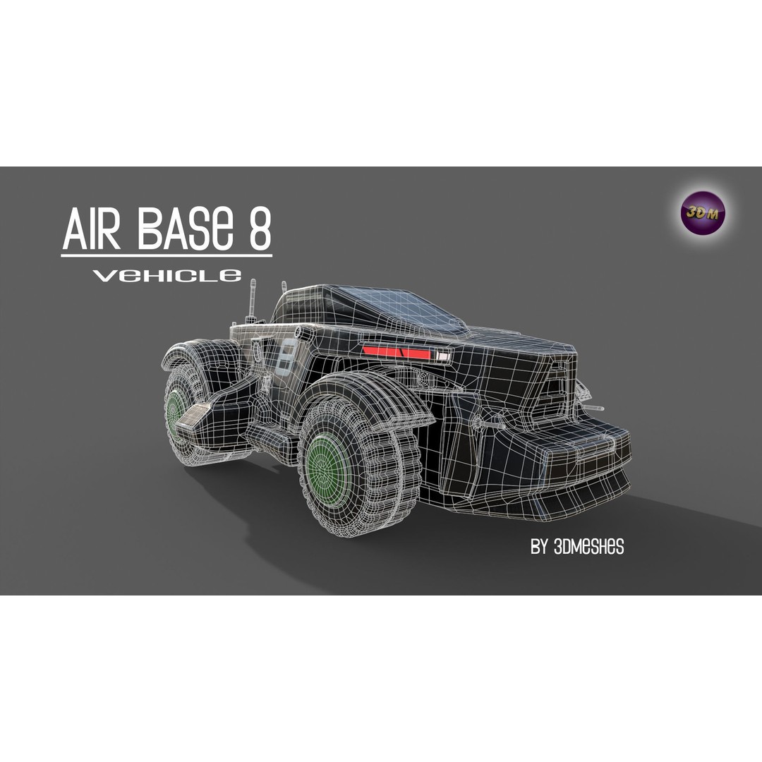 Air Base 8 Car 3D Model – Low Poly PBR Vehicle, FBX Format - View 15