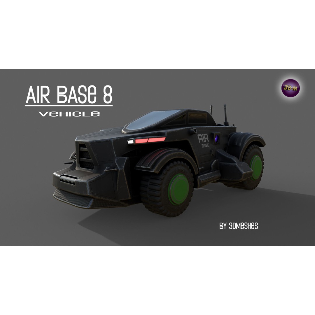 Air Base 8 Car 3D Model – Low Poly PBR Vehicle, FBX Format - View 16