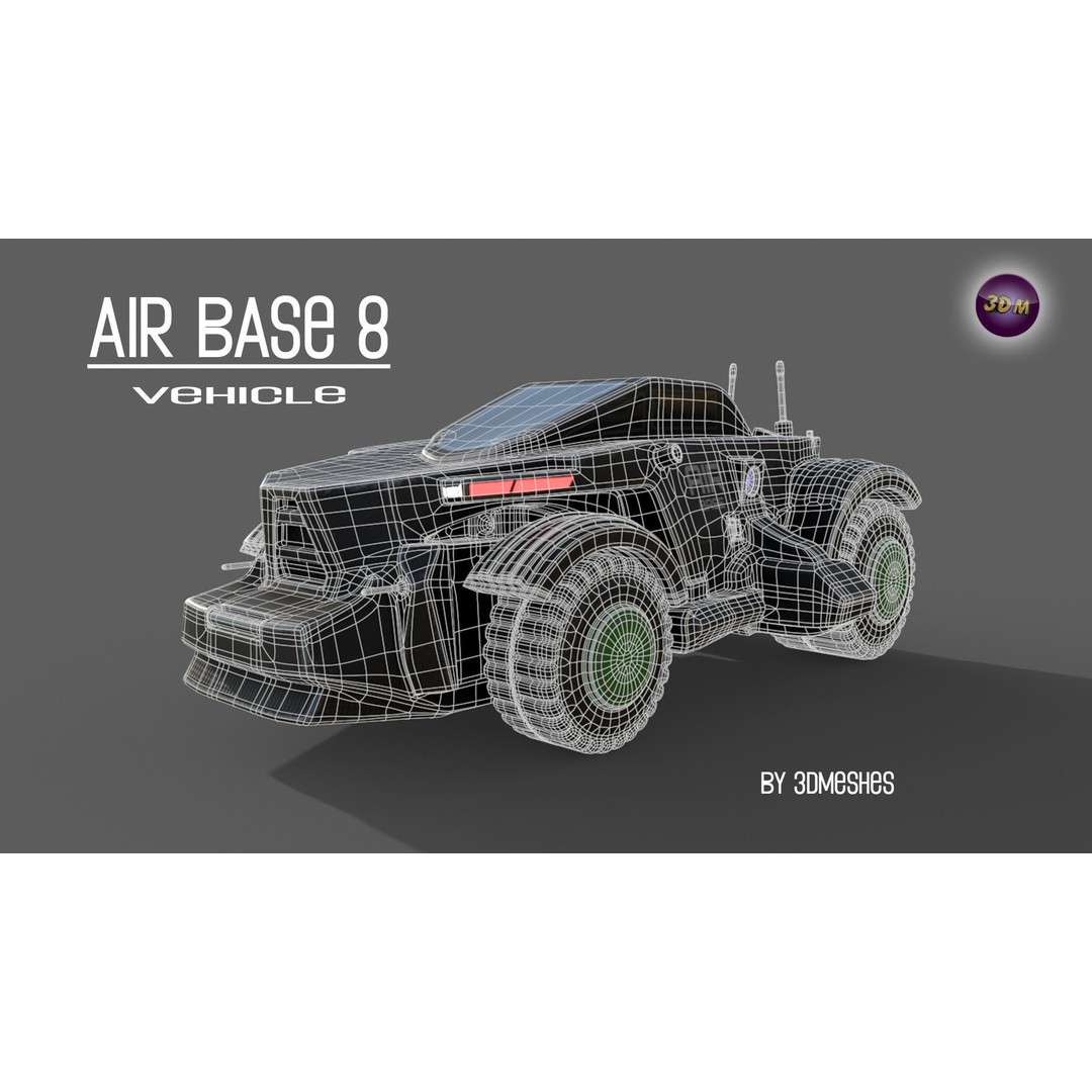 Air Base 8 Car 3D Model – Low Poly PBR Vehicle, FBX Format - View 17