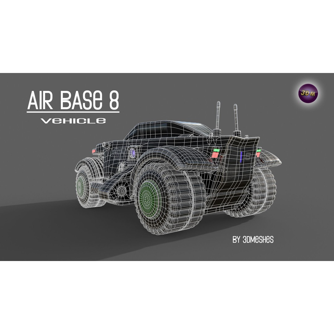 Air Base 8 Car 3D Model – Low Poly PBR Vehicle, FBX Format - View 19