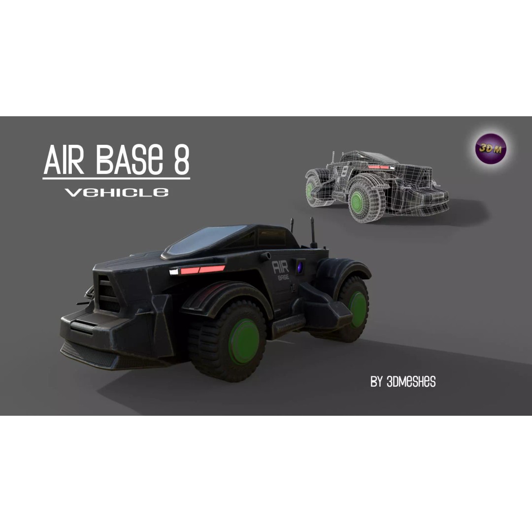 Air Base 8 Car 3D Model – Low Poly PBR Vehicle, FBX Format - View 2