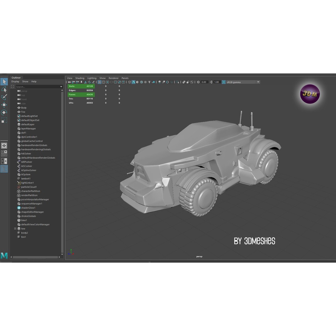 Air Base 8 Car 3D Model – Low Poly PBR Vehicle, FBX Format - View 3