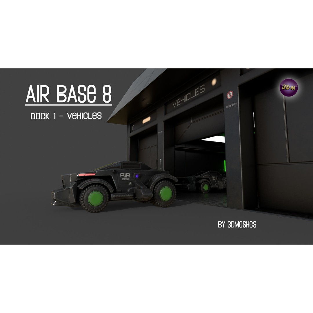 Air Base 8 Car 3D Model – Low Poly PBR Vehicle, FBX Format - View 5