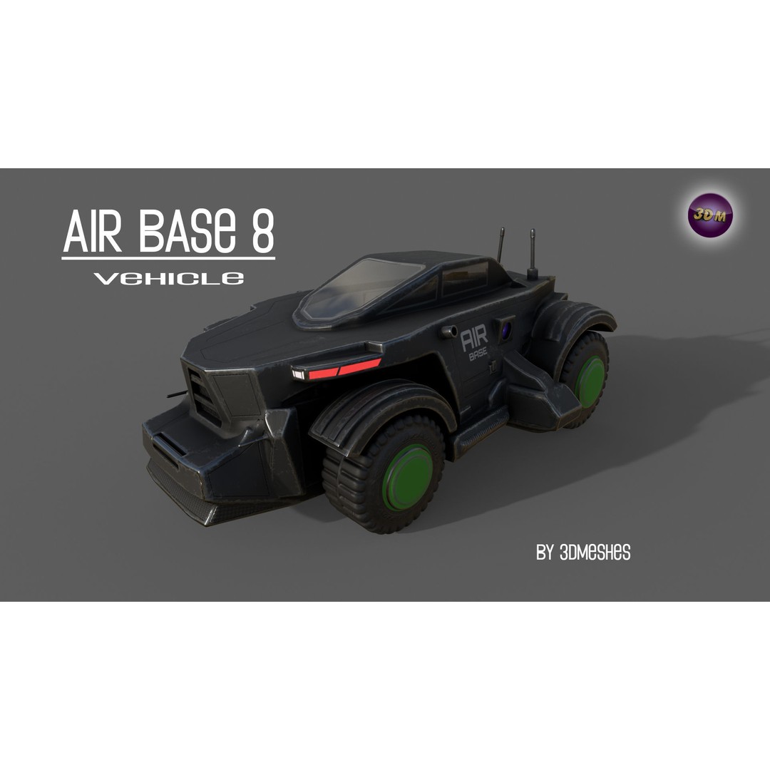 Air Base 8 Car 3D Model – Low Poly PBR Vehicle, FBX Format - View 8