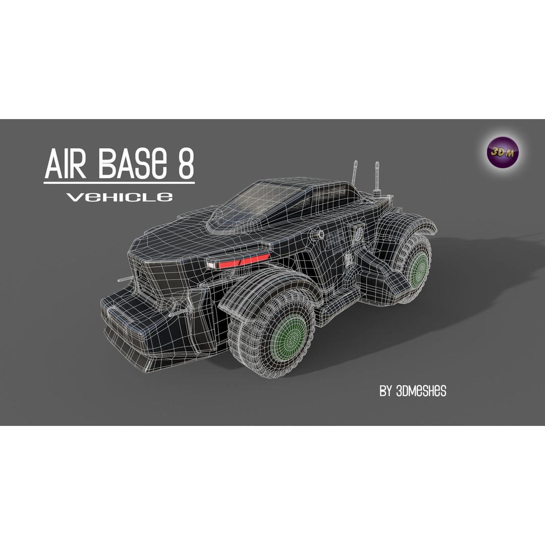 Air Base 8 Car 3D Model – Low Poly PBR Vehicle, FBX Format - View 9