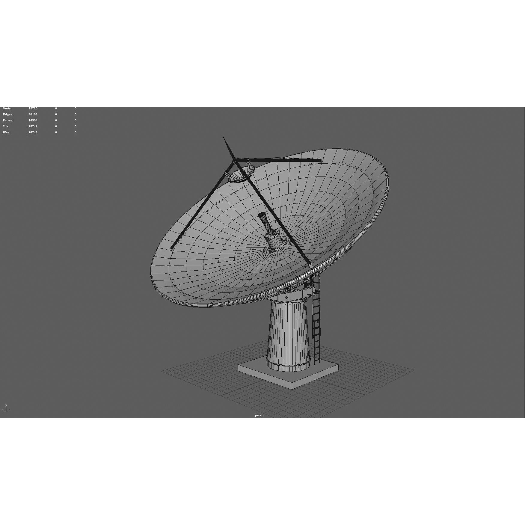 Large Satellite Antenna - Low-Poly Game-Ready 3D Model - View 10