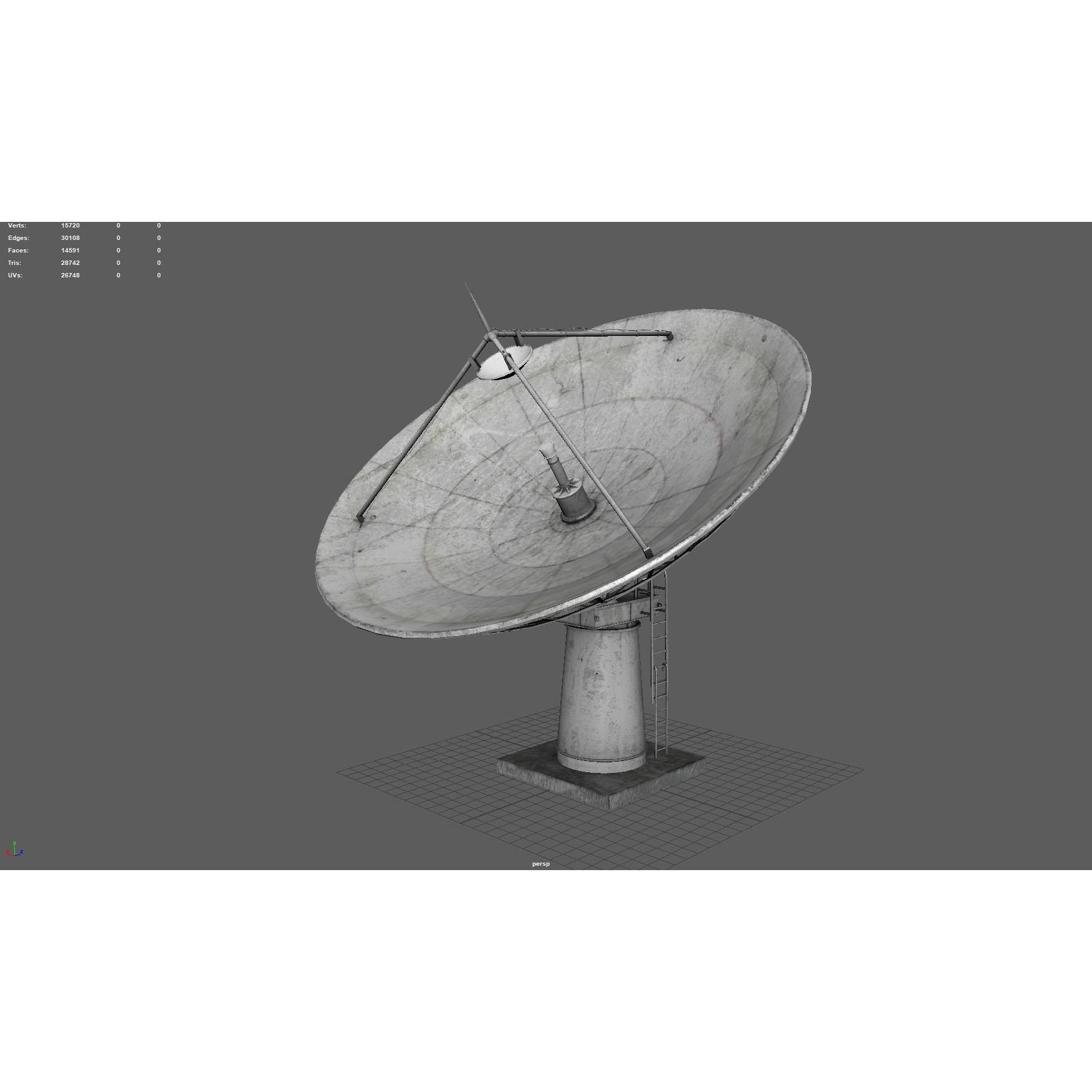Large Satellite Antenna - Low-Poly Game-Ready 3D Model - View 3