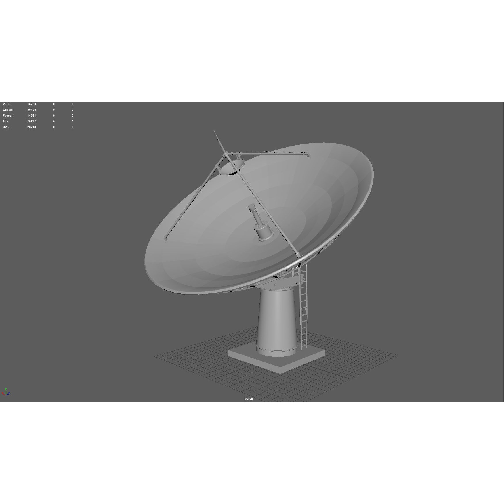 Large Satellite Antenna - Low-Poly Game-Ready 3D Model - View 4