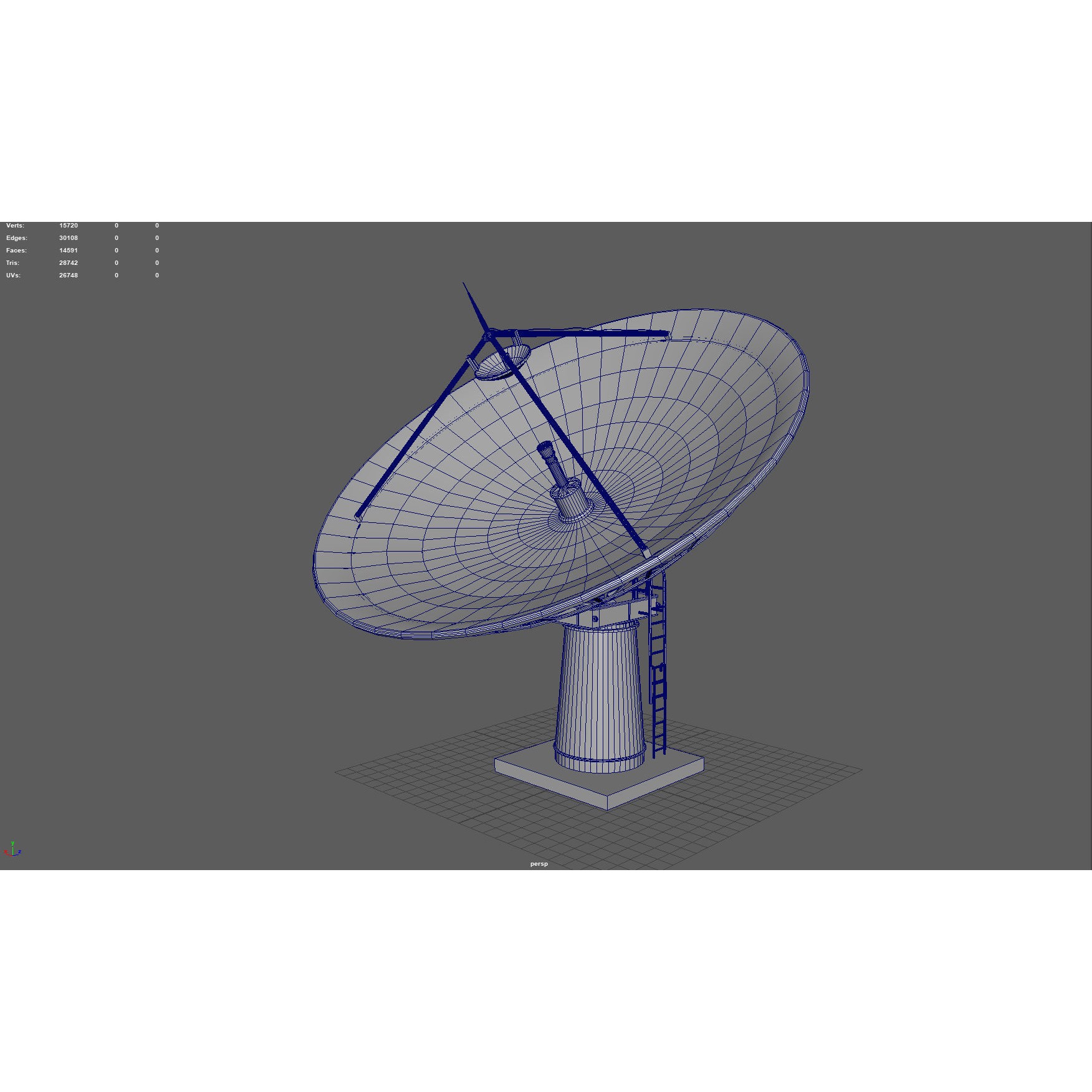 Large Satellite Antenna - Low-Poly Game-Ready 3D Model - View 5