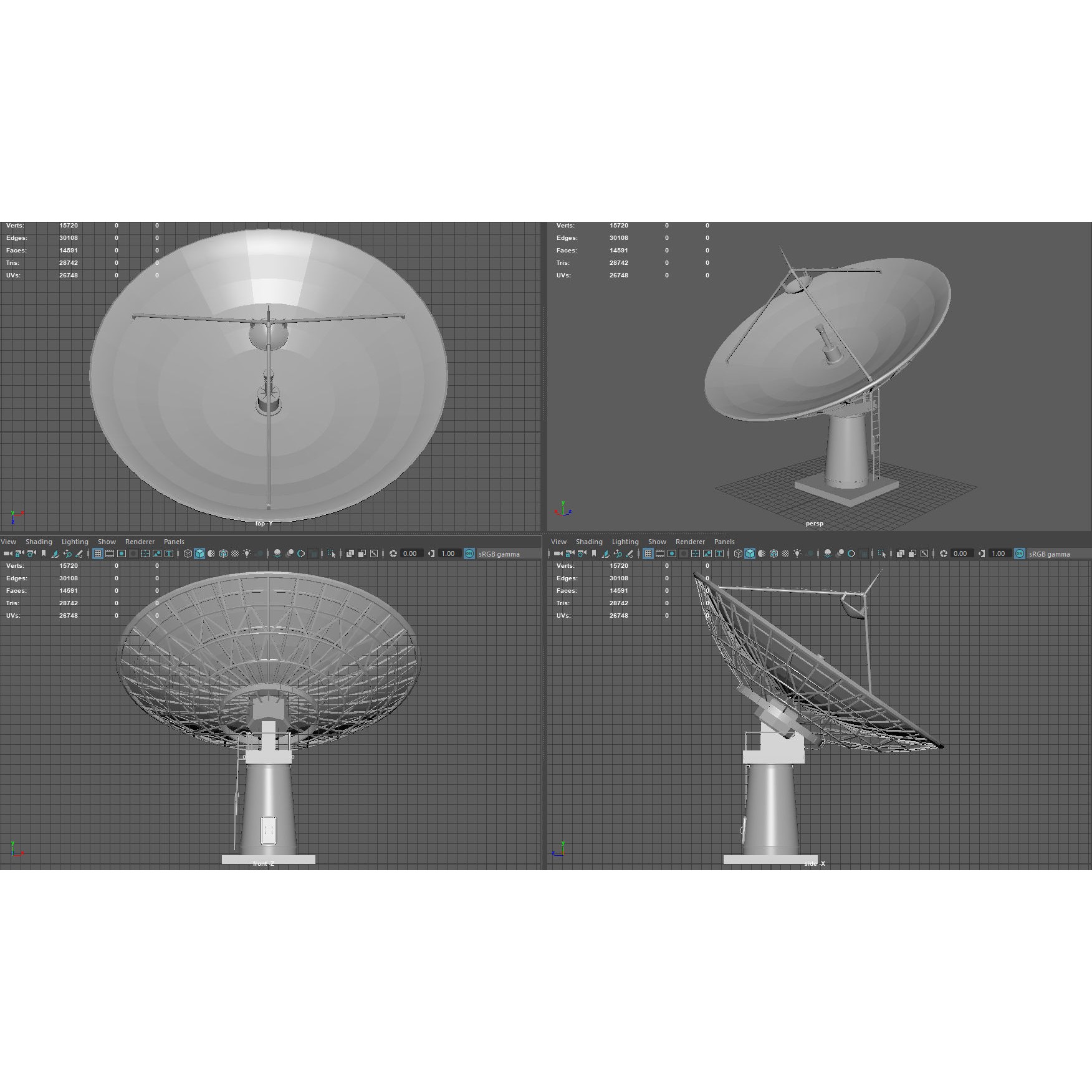 Large Satellite Antenna - Low-Poly Game-Ready 3D Model - View 7