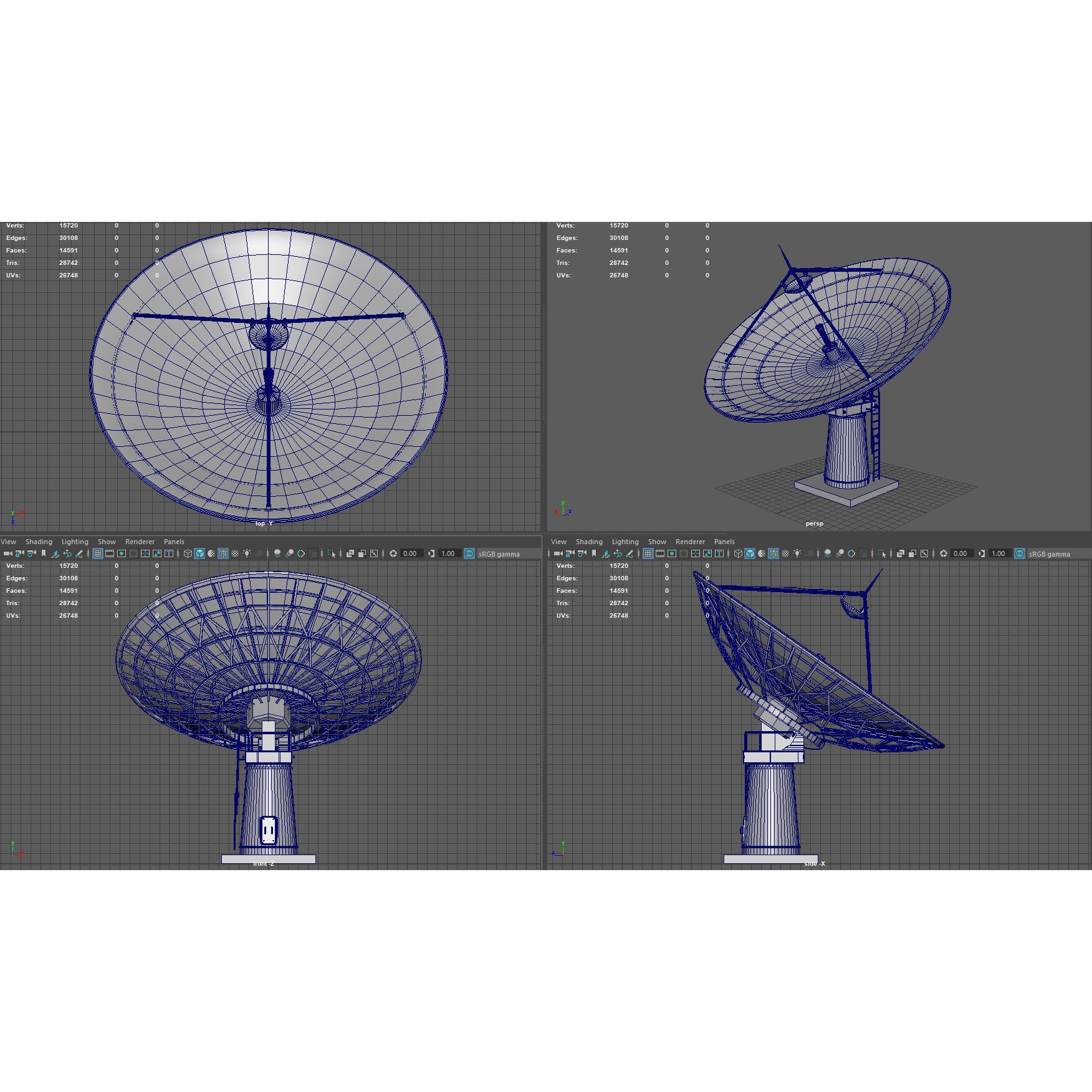 Large Satellite Antenna - Low-Poly Game-Ready 3D Model - View 8