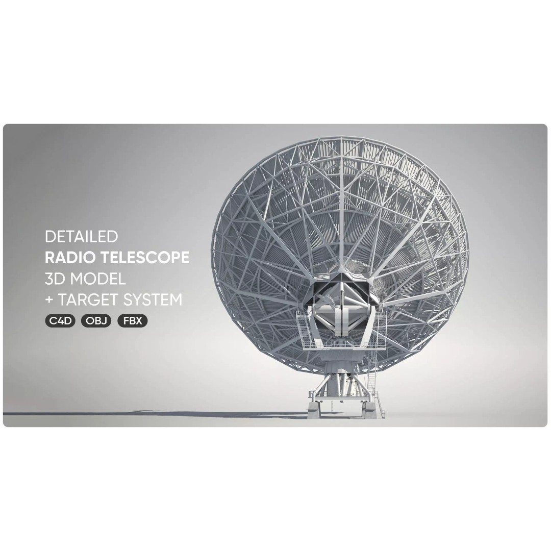 High Detail Radio Telescope 3D Model – Rigged PBR Asset, FBX, OBJ - View 2