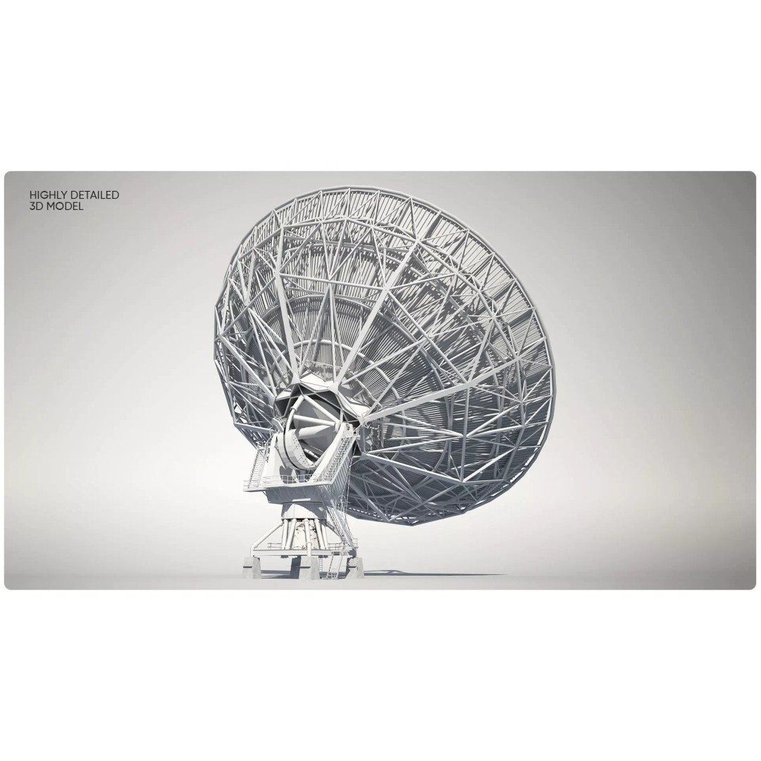 High Detail Radio Telescope 3D Model – Rigged PBR Asset, FBX, OBJ - View 3