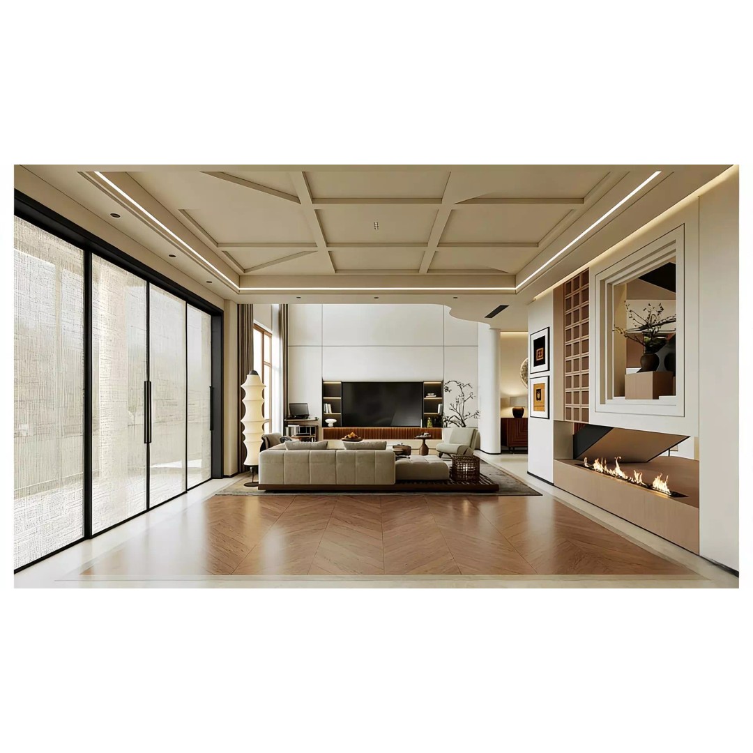 Modern Luxury Living Room 3D Model – Wabi-Sabi Design, FBX, PBR - View 3
