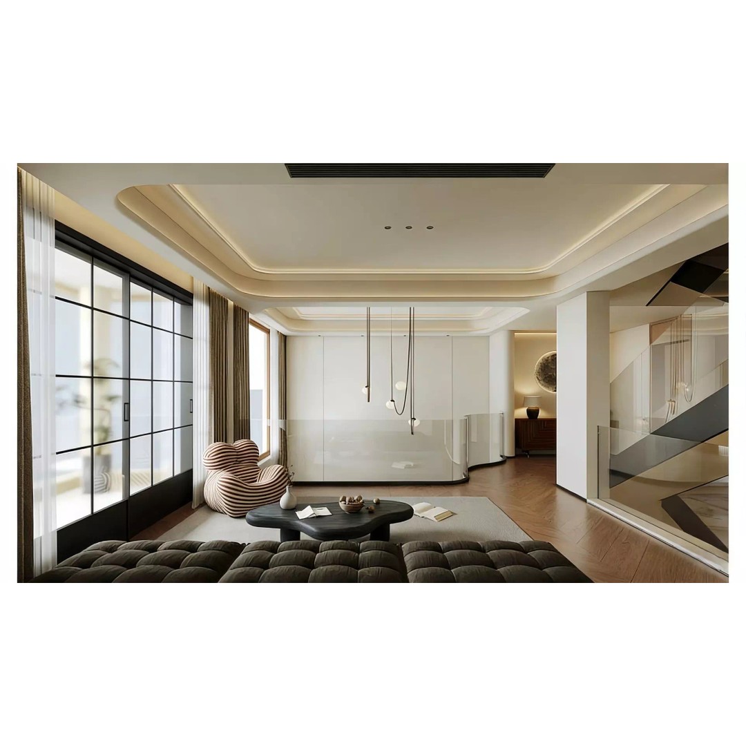Modern Luxury Living Room 3D Model – Wabi-Sabi Design, FBX, PBR - View 6