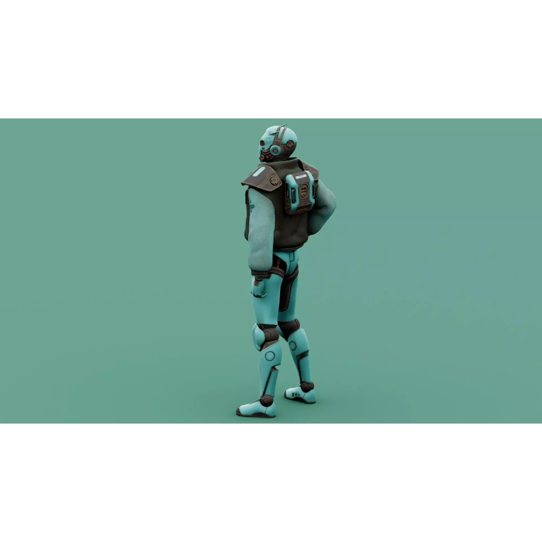 CYBORGTOPIA B-31 3D Model – Rigged Sci-Fi Character for Animation - View 10