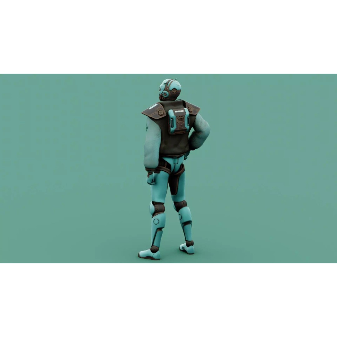 CYBORGTOPIA B-31 3D Model – Rigged Sci-Fi Character for Animation - View 11