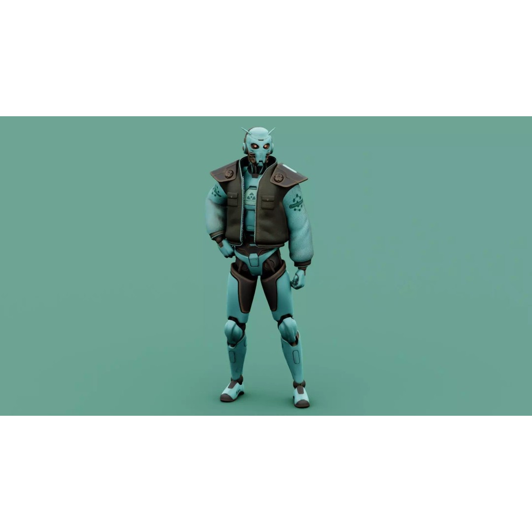 CYBORGTOPIA B-31 3D Model – Rigged Sci-Fi Character for Animation - View 22