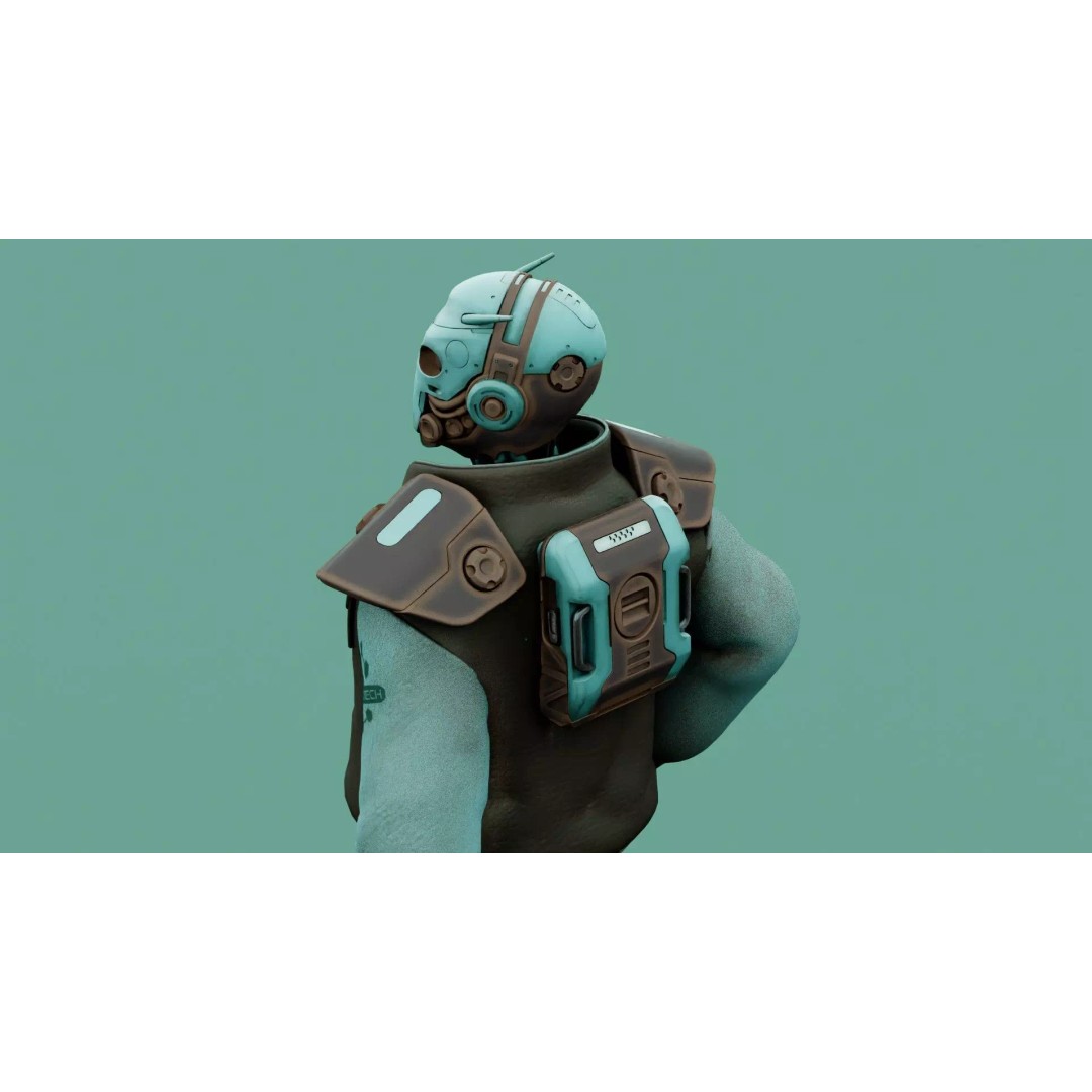 CYBORGTOPIA B-31 3D Model – Rigged Sci-Fi Character for Animation - View 25