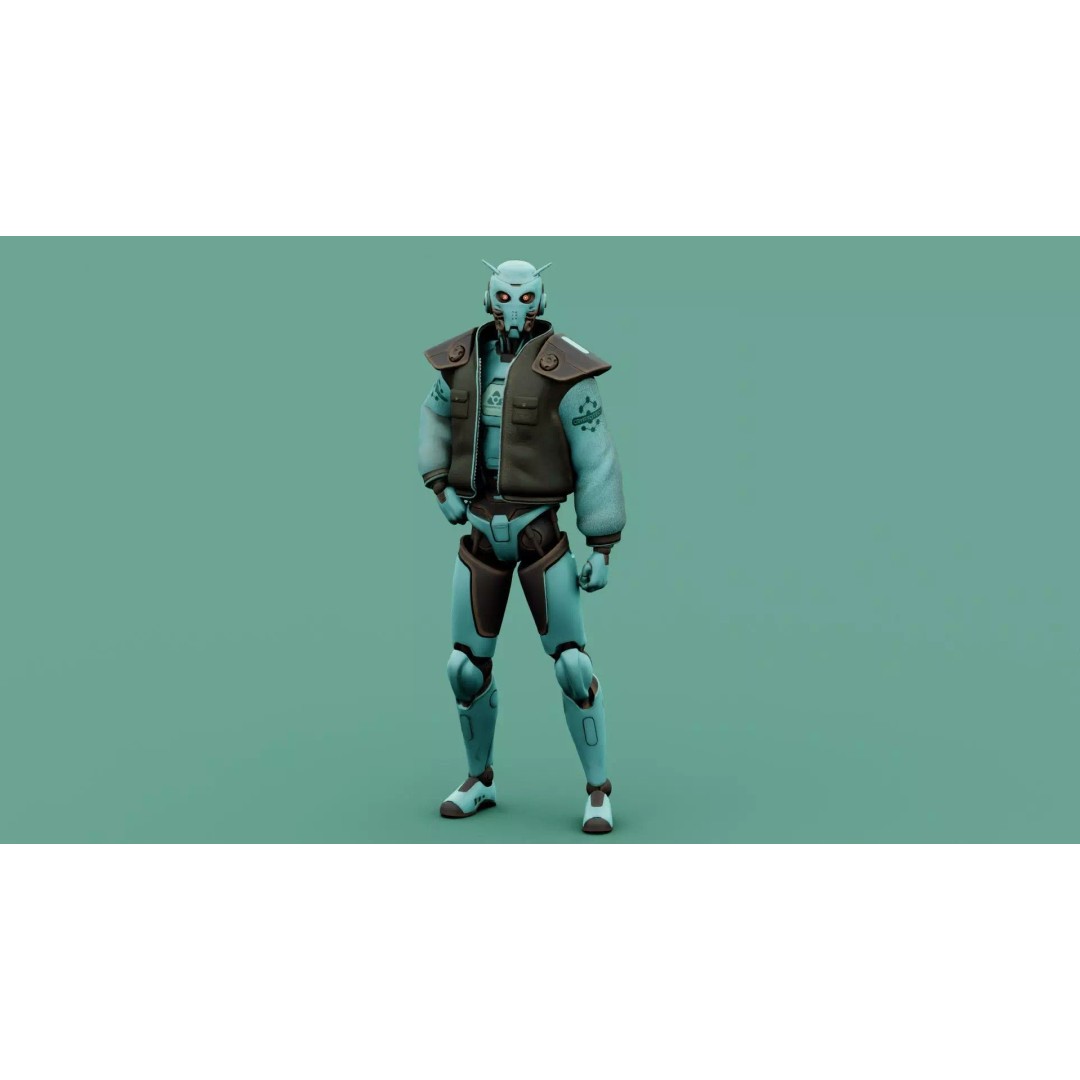 CYBORGTOPIA B-31 3D Model – Rigged Sci-Fi Character for Animation - View 4