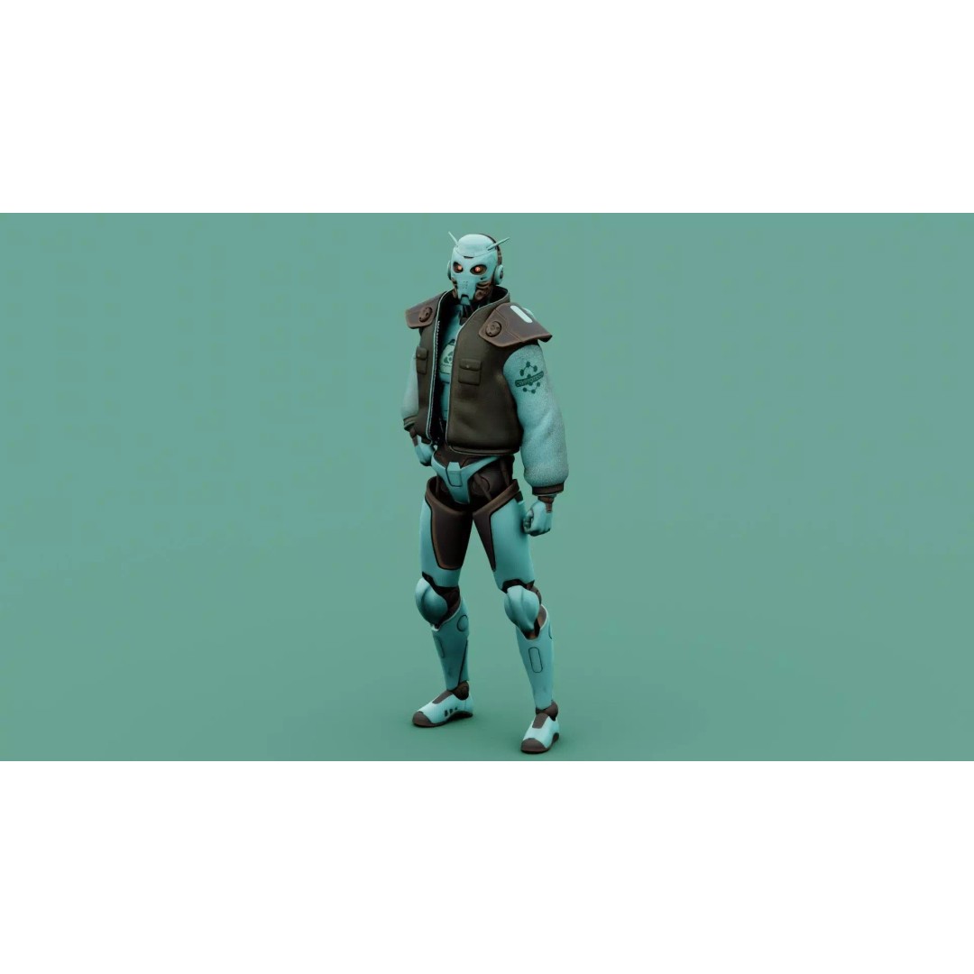 CYBORGTOPIA B-31 3D Model – Rigged Sci-Fi Character for Animation - View 5