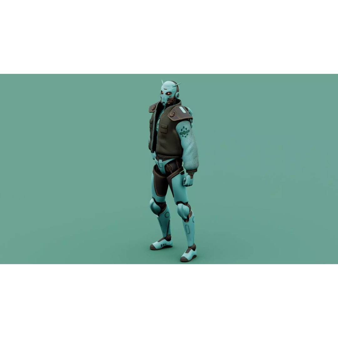 CYBORGTOPIA B-31 3D Model – Rigged Sci-Fi Character for Animation - View 6