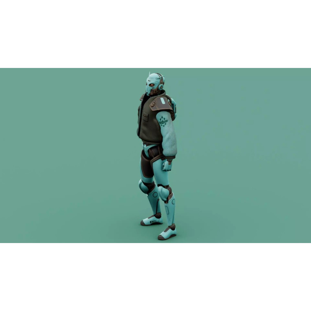 CYBORGTOPIA B-31 3D Model – Rigged Sci-Fi Character for Animation - View 7