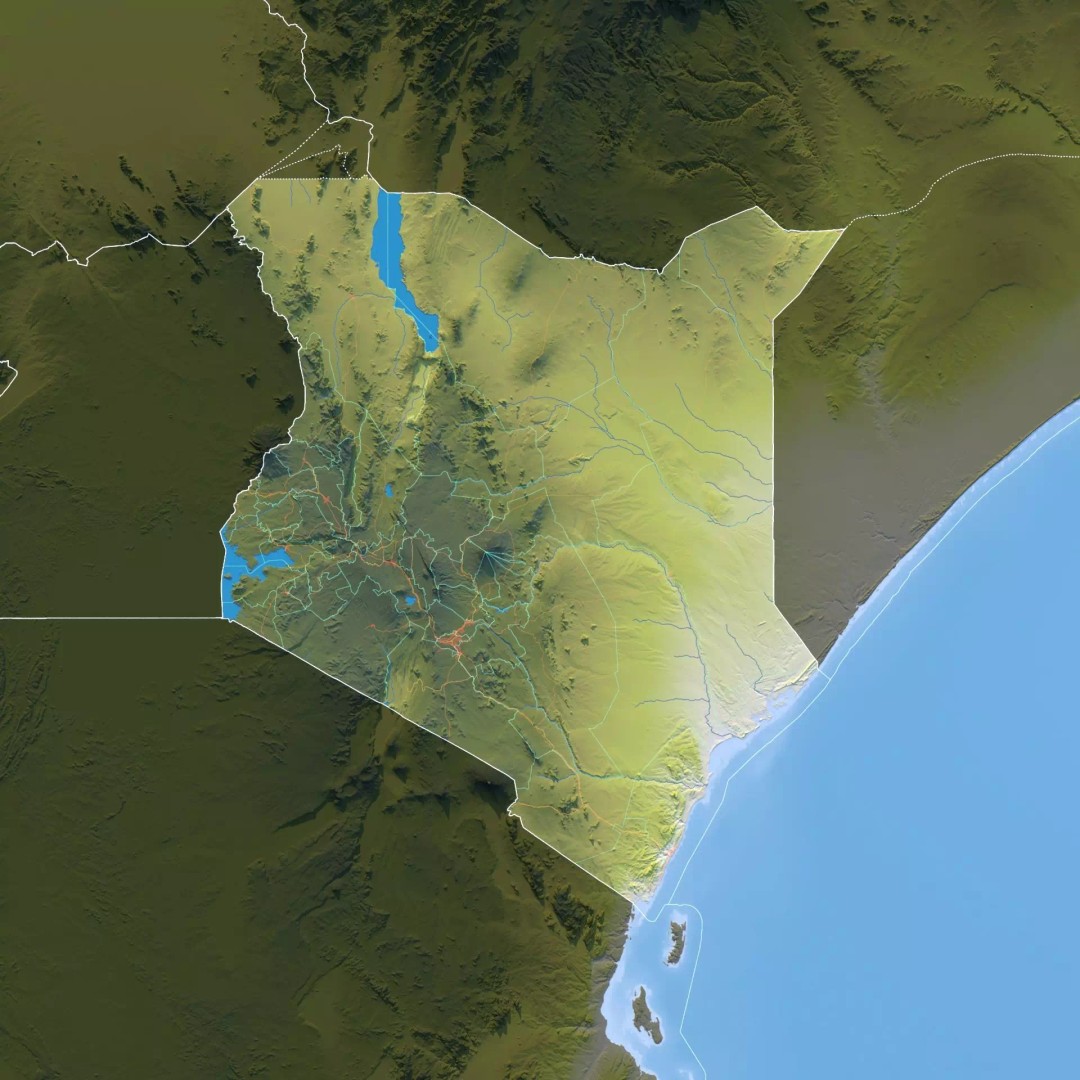 Kenya Map 3D Model – Realistic Satellite Terrain, 23K Textures - View 12