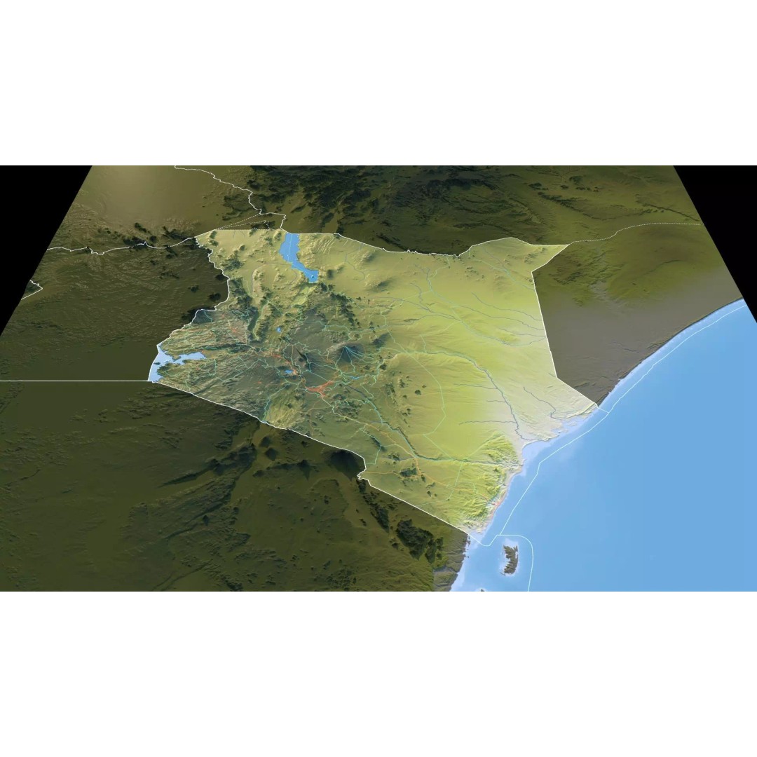Kenya Map 3D Model – Realistic Satellite Terrain, 23K Textures - View 13