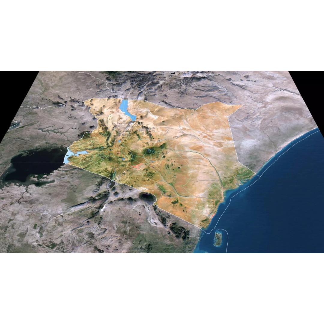 Kenya Map 3D Model – Realistic Satellite Terrain, 23K Textures - View 4