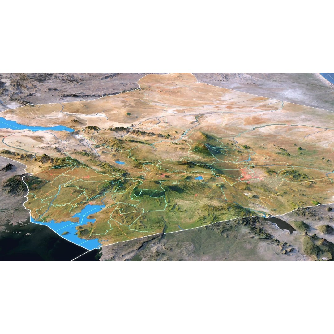 Kenya Map 3D Model – Realistic Satellite Terrain, 23K Textures - View 5