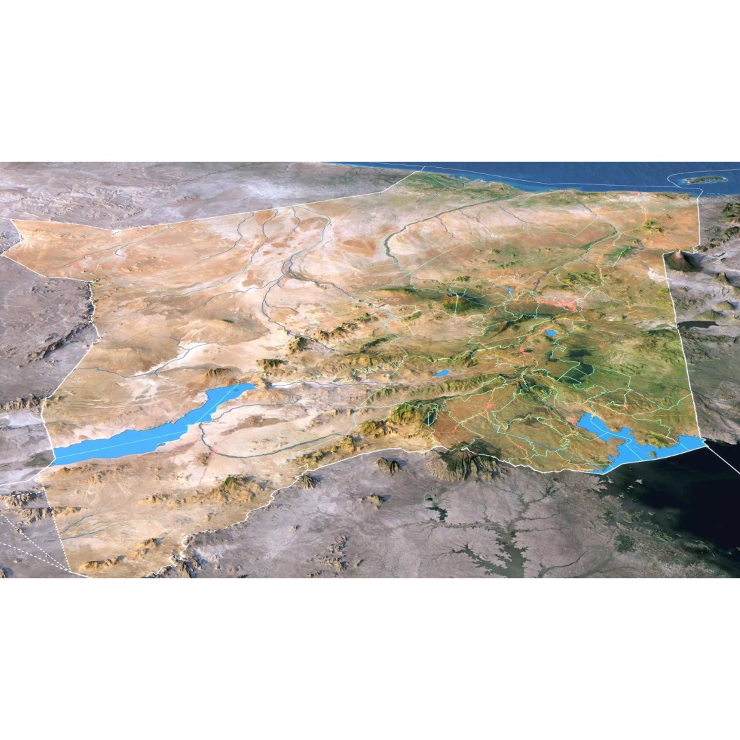 Kenya Map 3D Model – Realistic Satellite Terrain, 23K Textures - View 7