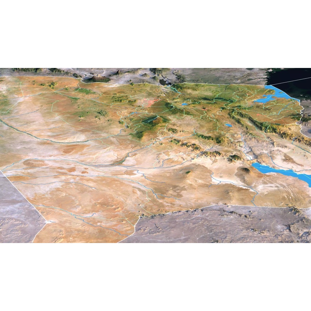Kenya Map 3D Model – Realistic Satellite Terrain, 23K Textures - View 8