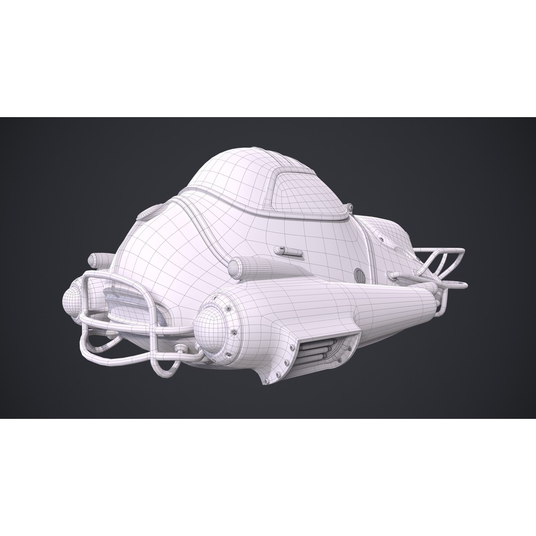 Flying Car 3D Model – High Poly PBR Asset, FBX, OBJ, Game Ready - View 11