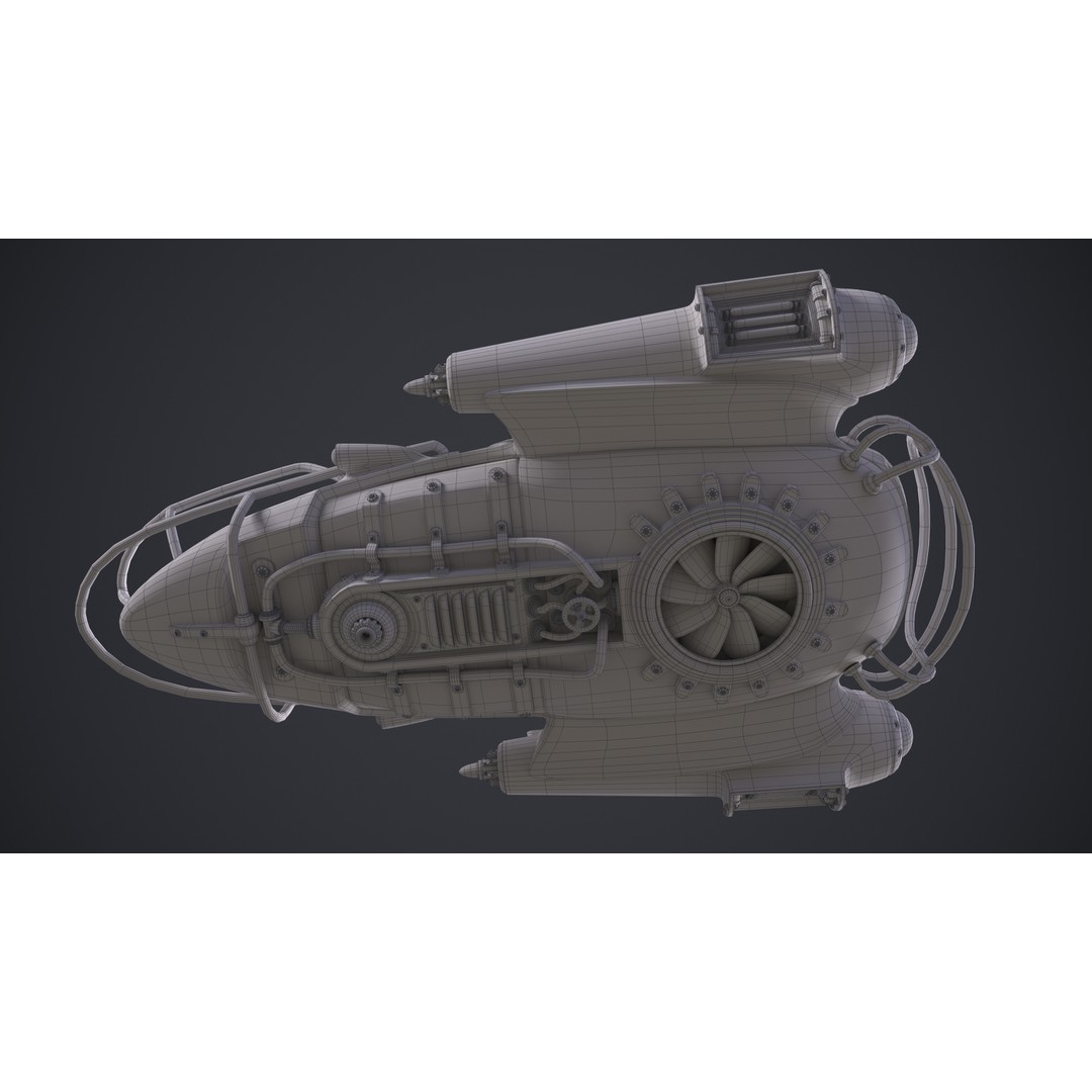 Flying Car 3D Model – High Poly PBR Asset, FBX, OBJ, Game Ready - View 14