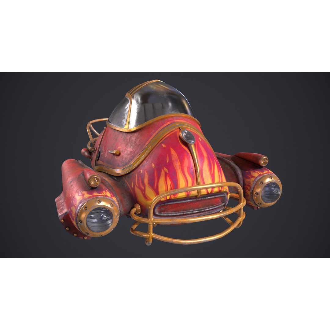 Flying Car 3D Model – High Poly PBR Asset, FBX, OBJ, Game Ready - View 8