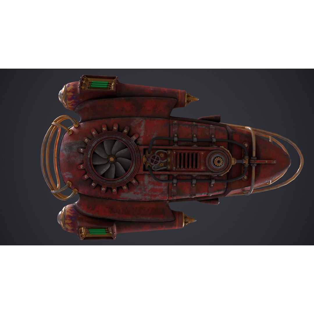 Flying Car 3D Model – High Poly PBR Asset, FBX, OBJ, Game Ready - View 9