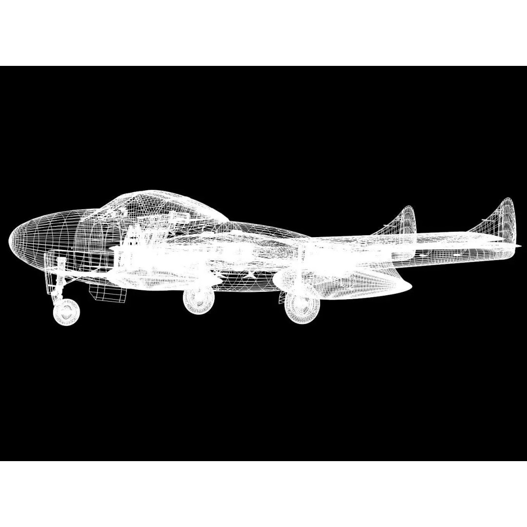 de Havilland DH100 Vampire T11 3D Model – High Poly Military Aircraft, FBX