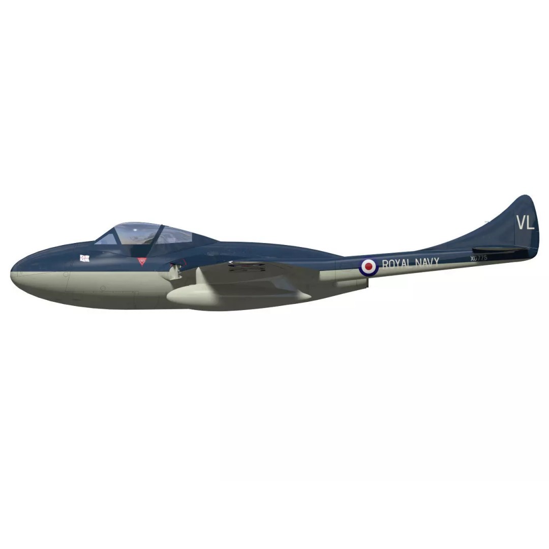 de Havilland DH100 Vampire T11 3D Model – High Poly Military Aircraft, FBX - View 10